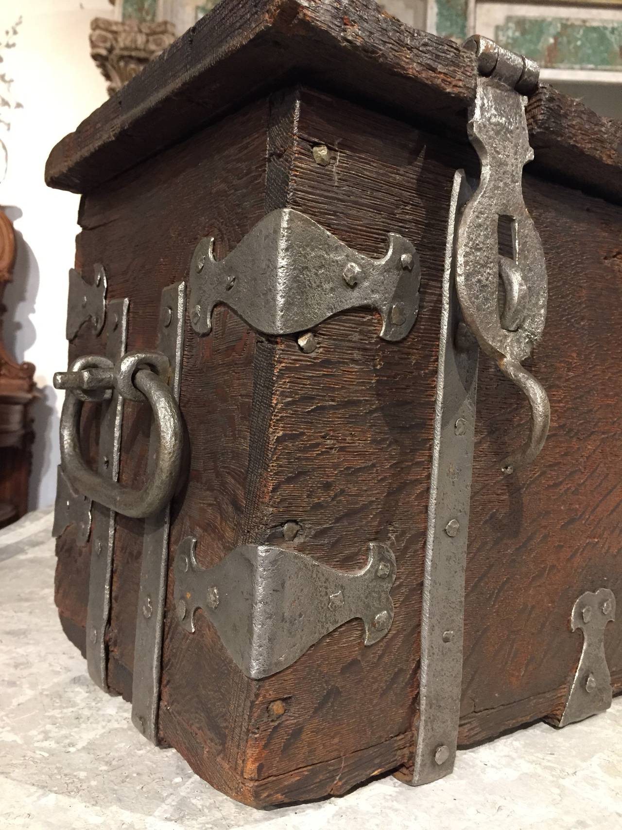 French Oak and Iron Tax Collector's Box, circa 1685 In Good Condition In Dallas, TX
