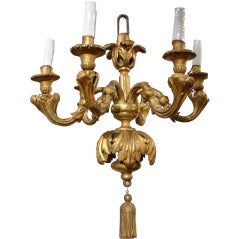 Small Antique French Giltwood Chandelier, 1800s