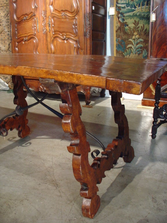 Antique Walnut Wood Catalan Dining Table from France