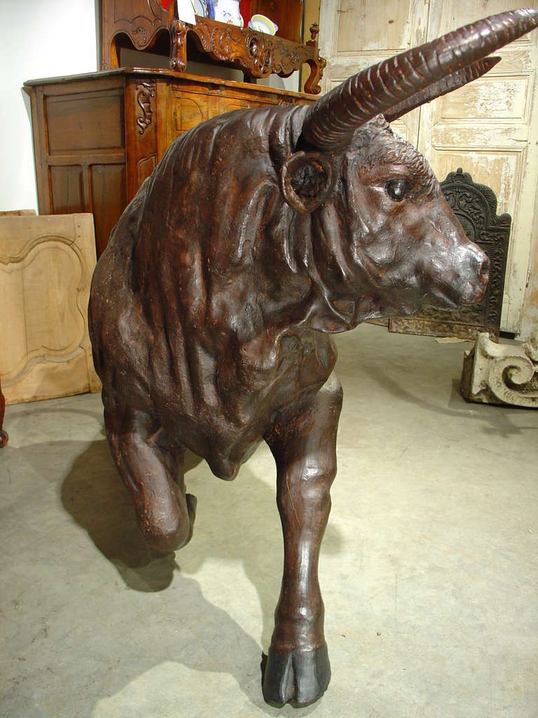 Unknown Imposing Iron Bull Statue, Patinated Cast Iron, 1900s