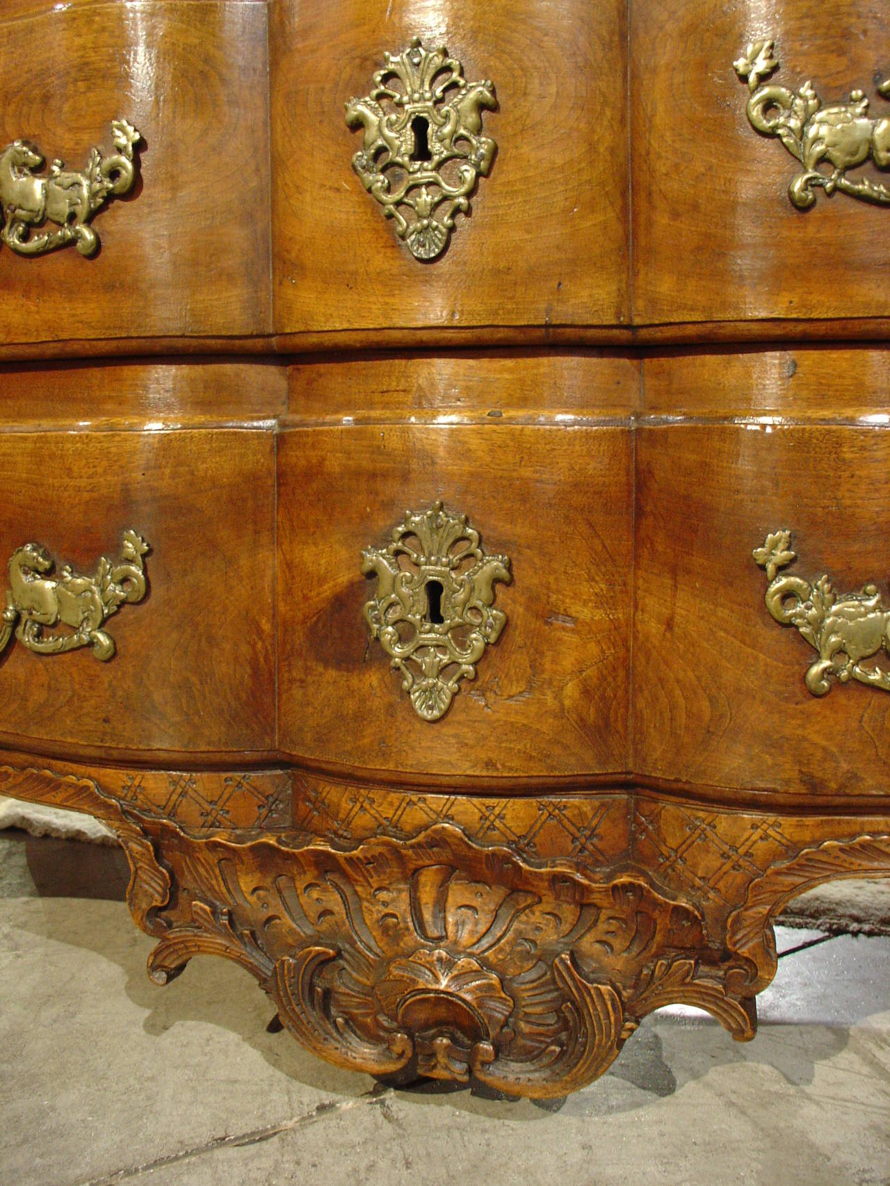 French 18th Century Crossbow Commode with Period Bronze Horse Hardware 5