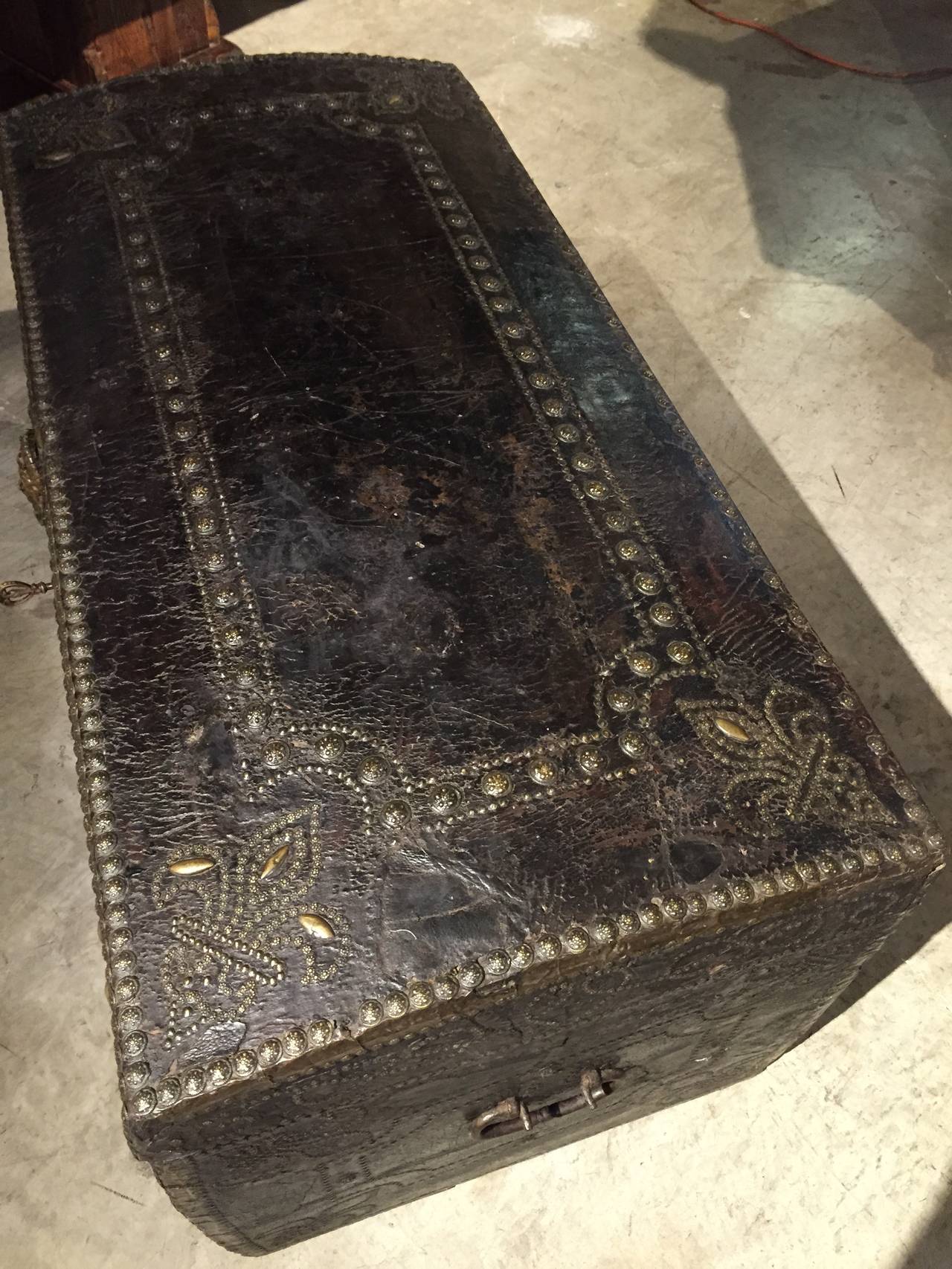 18th Century and Earlier 17th Century Royal French Leather Trunk