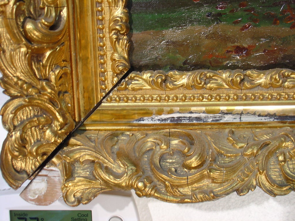 Antique Pastoral Oil Painting from France In Good Condition In Dallas, TX