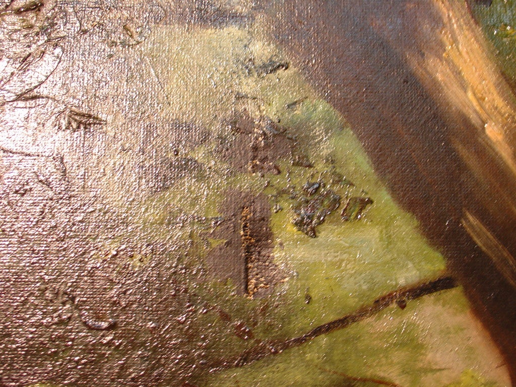 Antique Pastoral Oil Painting from France 1
