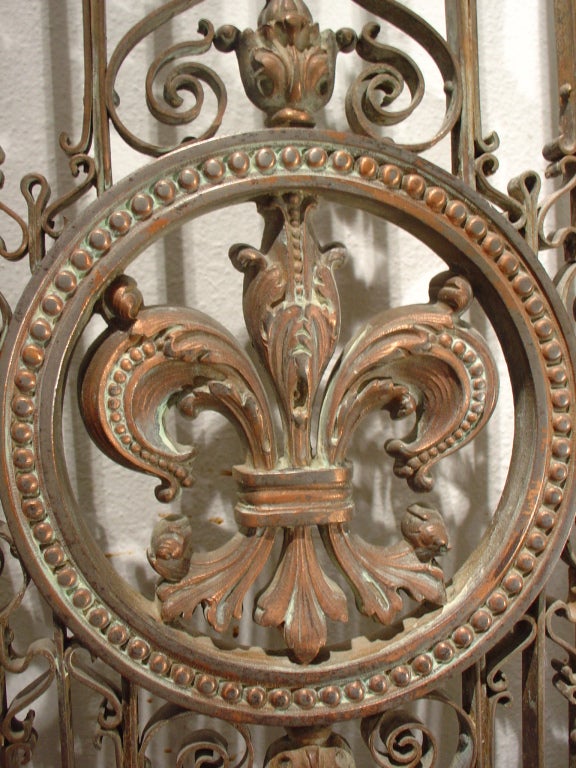 French Pair of Antique Fleur De Lys Elevator Gates from France, C.1900
