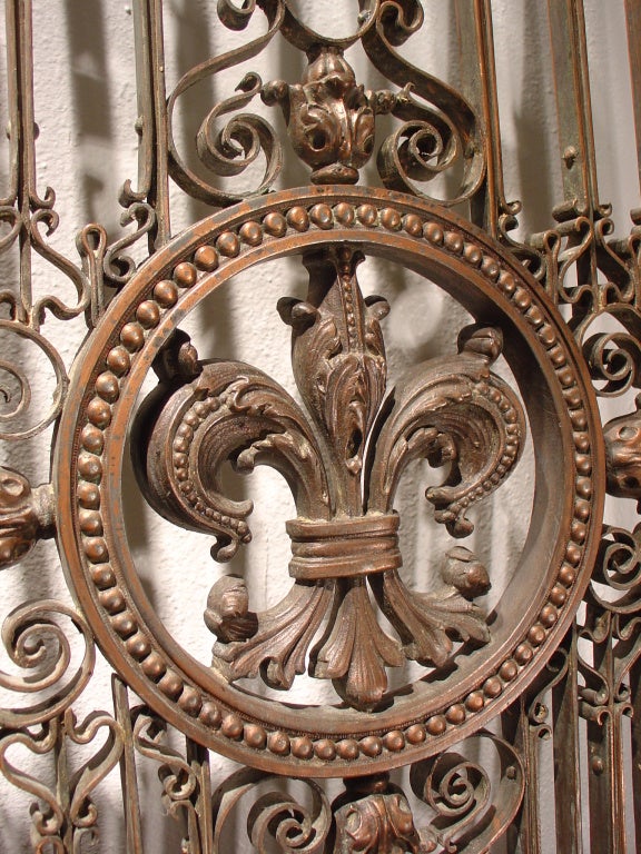 20th Century Pair of Antique Fleur De Lys Elevator Gates from France, C.1900