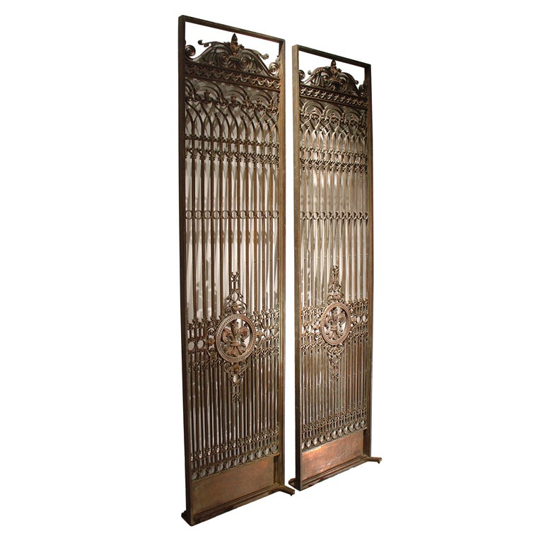 Pair of Antique Fleur De Lys Elevator Gates from France, C.1900