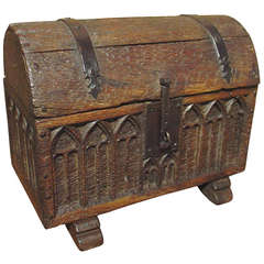 Antique Small Gothic Style Curved Top Trunk from Spain, circa 1850