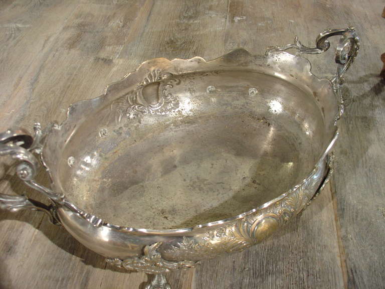 Antique Silvered French Jardiniere, Middle 1800s 1
