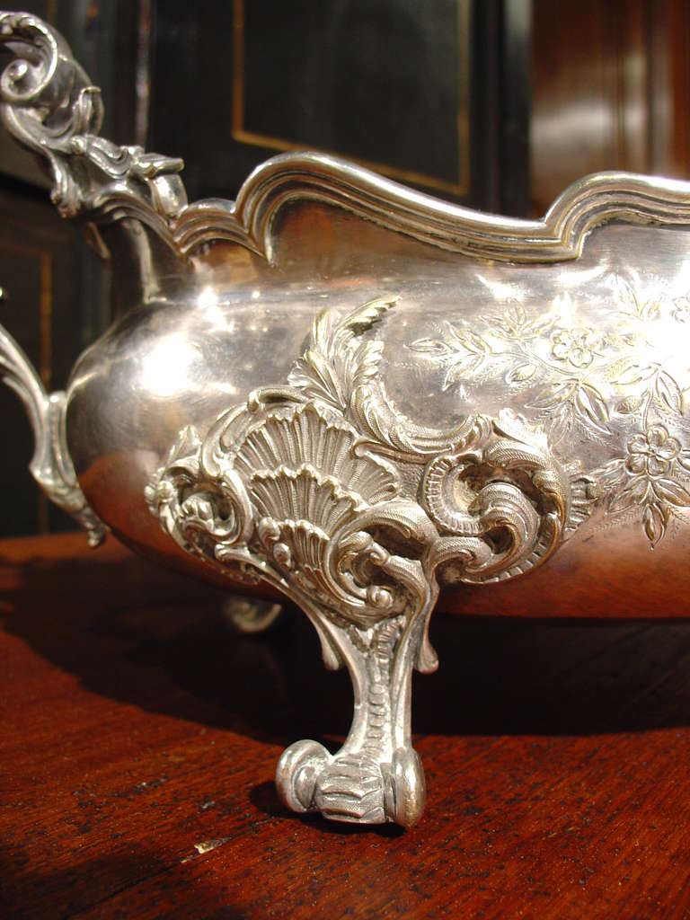 Antique Silvered French Jardiniere, Middle 1800s 2