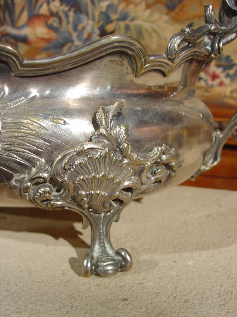 Antique Silvered French Jardiniere, Middle 1800s 3