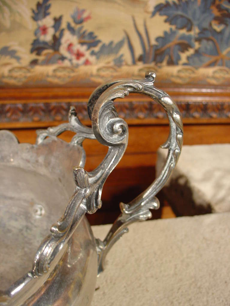 Antique Silvered French Jardiniere, Middle 1800s 4