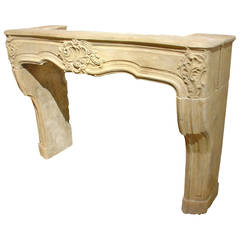 18th Century Carved Stone Fireplace Mantel from Lorraine, France