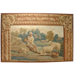 Antique Period Louis XVI Framed Aubusson Tapestry, Late 1700s