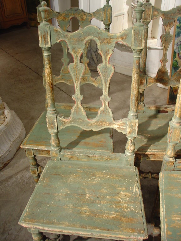 Set of 6 Painted Wooden Chairs from Italy 5