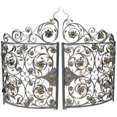 A Pair of Rare 19th Century Demi-Lune Iron Gates from France