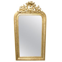 Antique Louis Philippe Style Mirror with Rococo Ornamentation