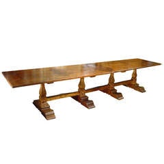 Massive Italian Elmwood Dining Table, Mid-1900s
