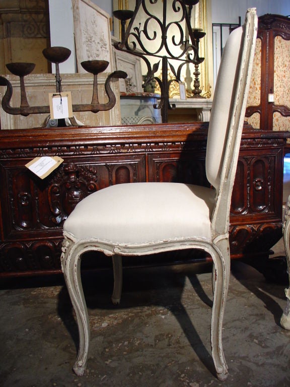 Set of Six Painted Antique Louis XV Style Side Chairs