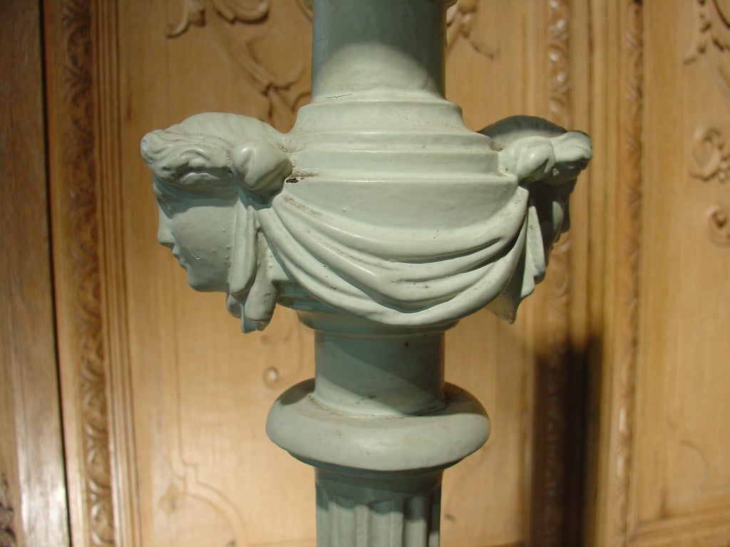 Antique Painted Cast Iron French Torchere, C. 1870 1