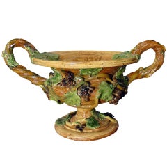 Antique Palissy Barbotine Urn by Emile Gambut