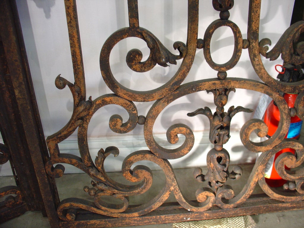 Pair of Large Antique French Iron Entry Gates-Late 1800s 2
