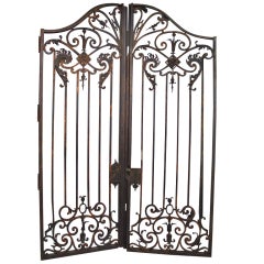 Pair of Large Antique French Iron Entry Gates-Late 1800s