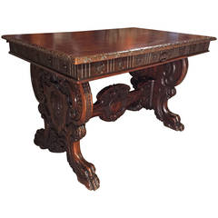 Antique Renaissance Style Walnut Table from Italy, circa 1850