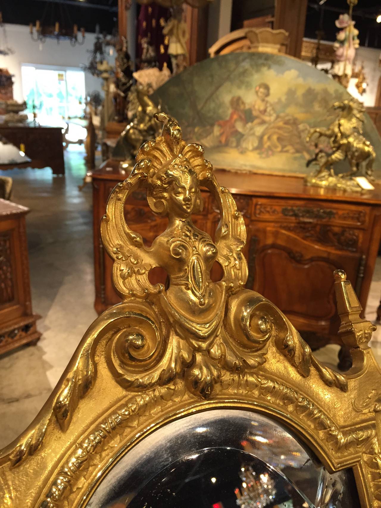 Antique Bronze Table Mirror from France, Period Napoleon III 4