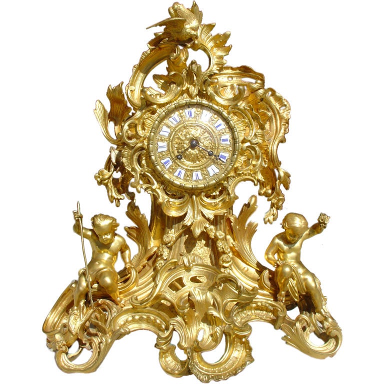 Antique Bronze Dore Mantel Clock - Raingo Freres Paris