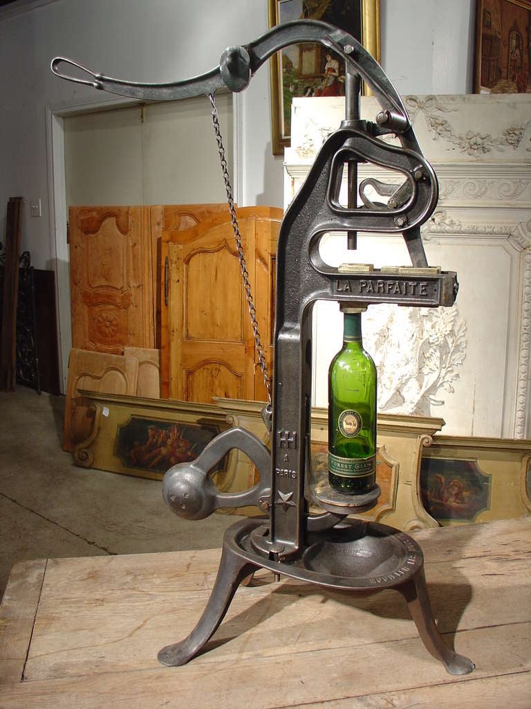 Very large antique corking machine found in the South of France. It is stamped HH A PARIS, and the model name is 