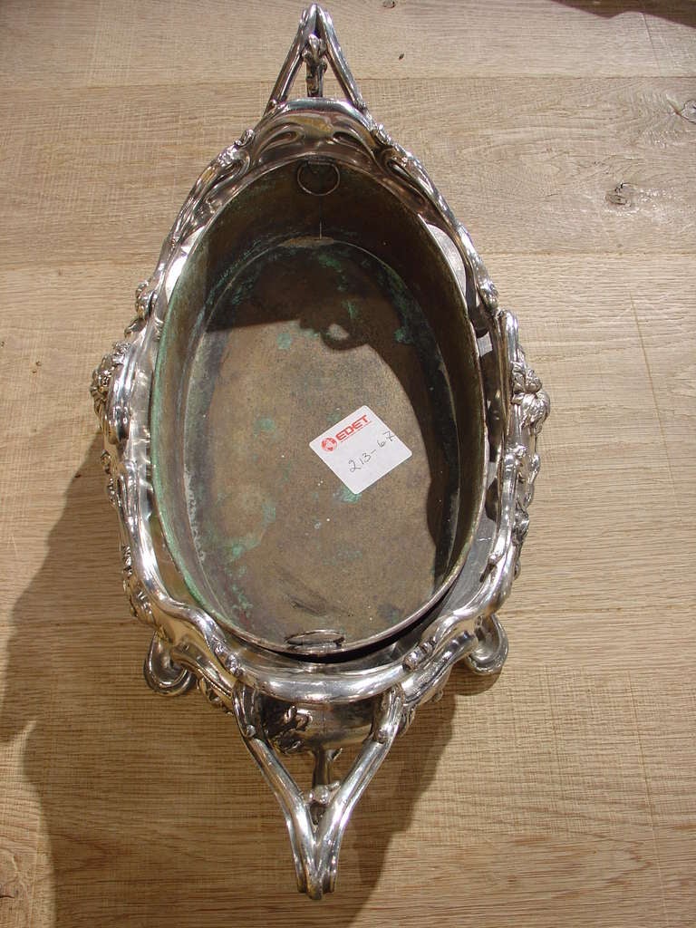 Antique Silvered Bronze Jardiniere from France 'VS' 2