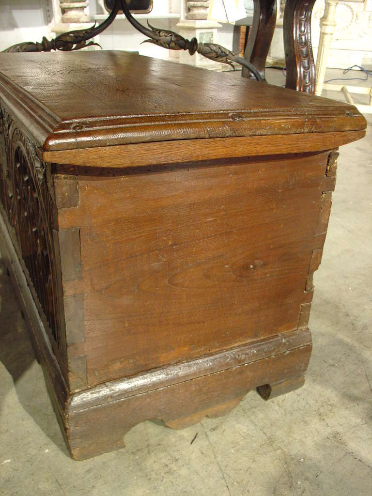Small Antique Oak, Gothic Style Trunk  1