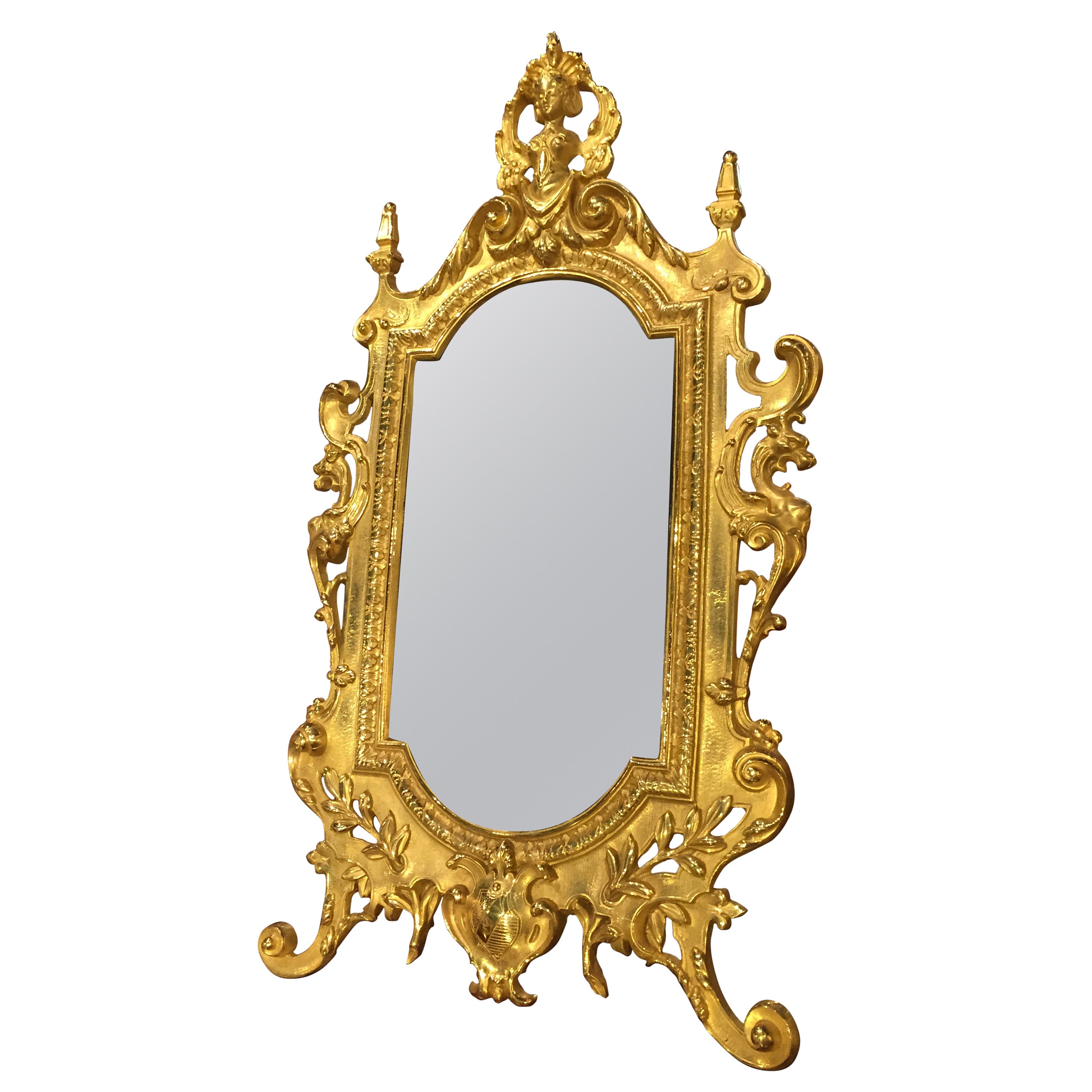 Antique Bronze Table Mirror from France, Period Napoleon III
