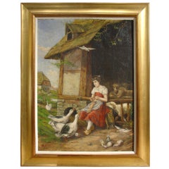 Antique Oil on Canvas by Artist, G. Berger 1903