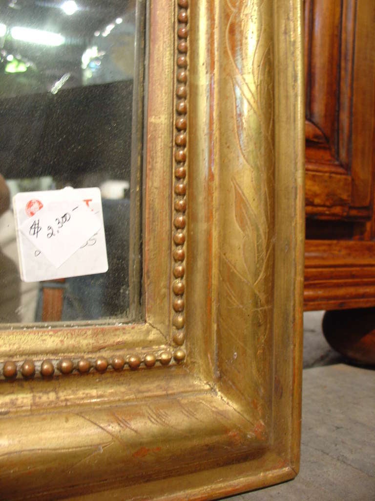 French Antique Giltwood Louis Philippe Mirror with Cartouche