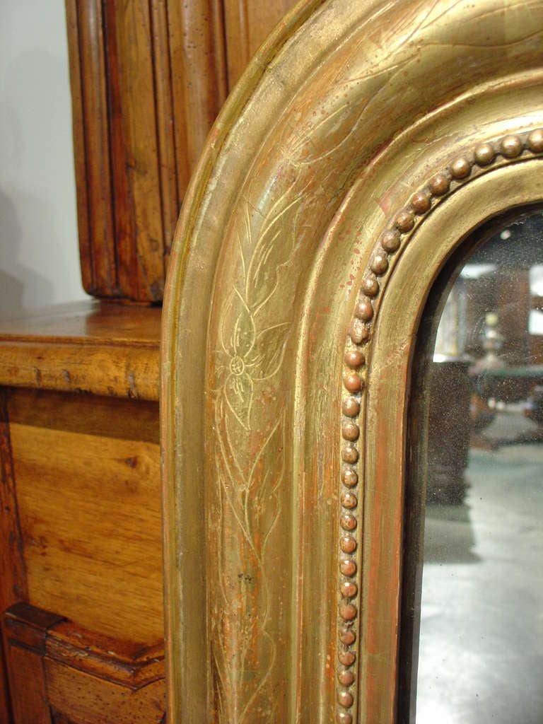 Antique Giltwood Louis Philippe Mirror with Cartouche 1