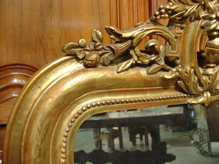 Antique Giltwood Louis Philippe Mirror with Cartouche 4