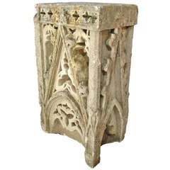 Antique Gothic Style Carved Stone Block from France