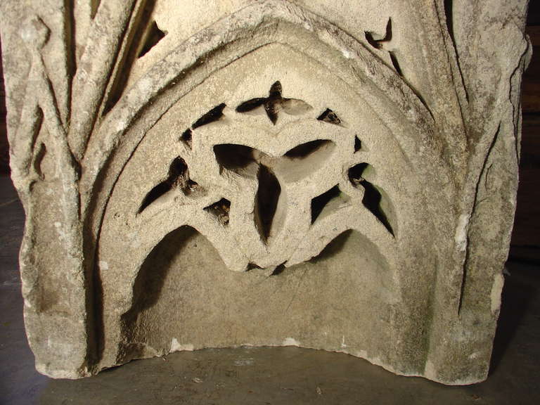 Antique Gothic Style Carved Stone Block from France 3