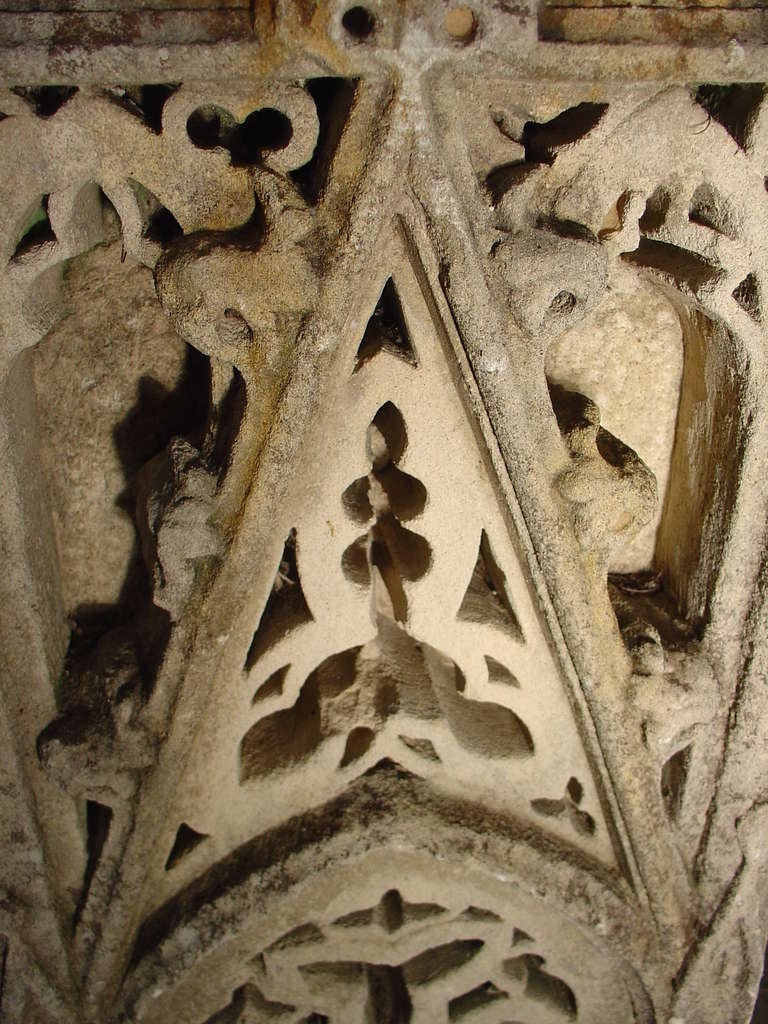 Antique Gothic Style Carved Stone Block from France 5