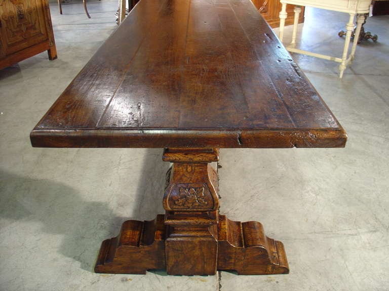 Italian Renaissance Style Oak Trestle Table 4