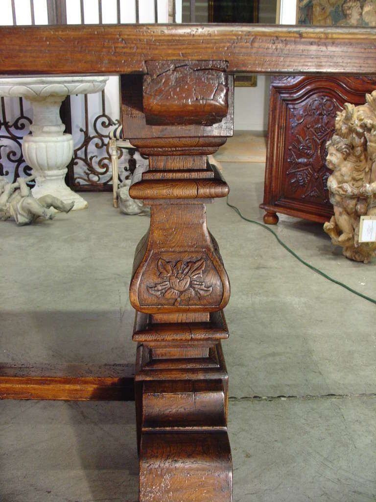 Italian Renaissance Style Oak Trestle Table 2