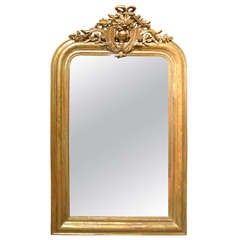 Antique Giltwood Louis Philippe Mirror with Cartouche