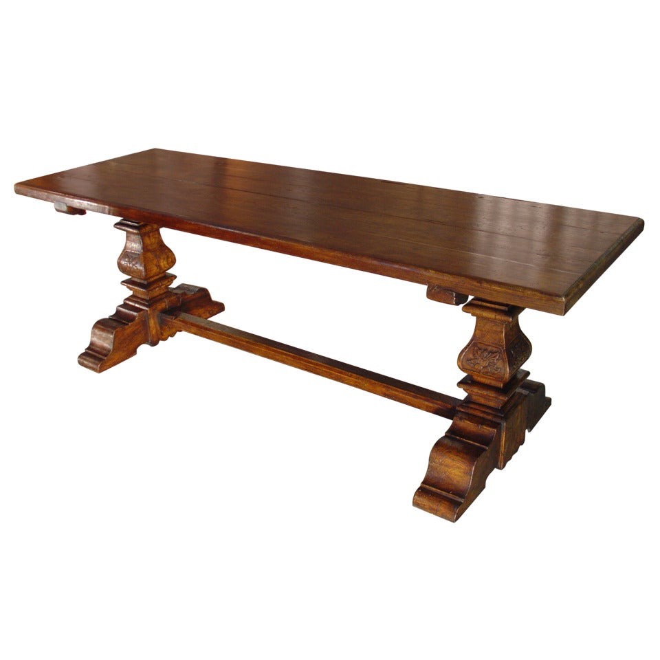 Italian Renaissance Style Oak Trestle Table