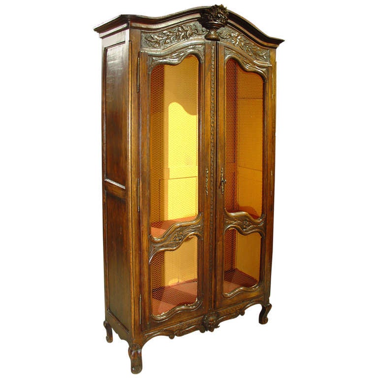 Antique Louis XV Style Armoire with Chicken Wire Panels at 1stDibs