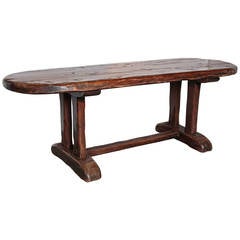 Oval French Monastery Table, 20th Century
