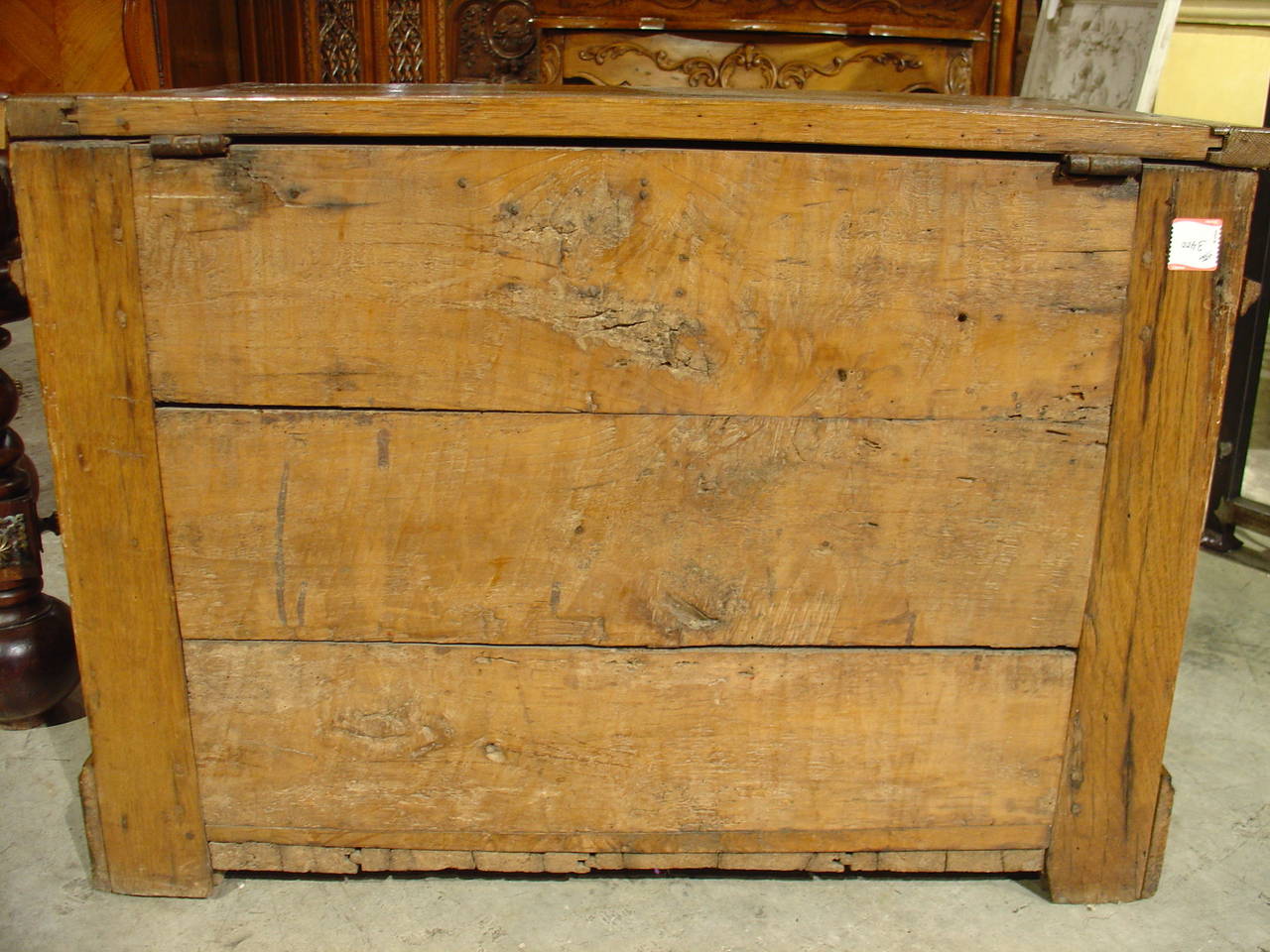 Antique Oak Gothic Trunk from France 1
