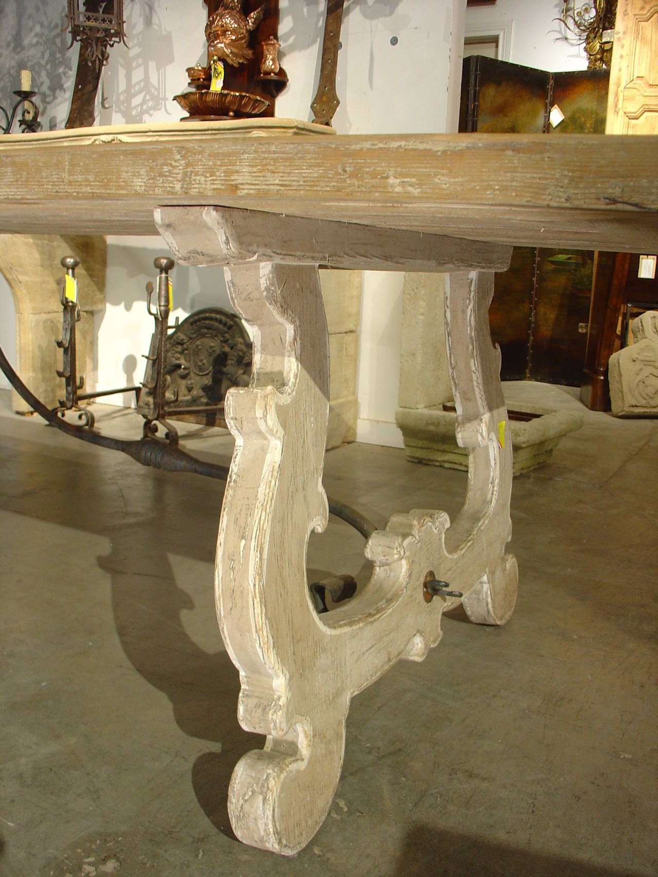 Large Italian Dining Table with Iron Stretchers and Old Planks 2