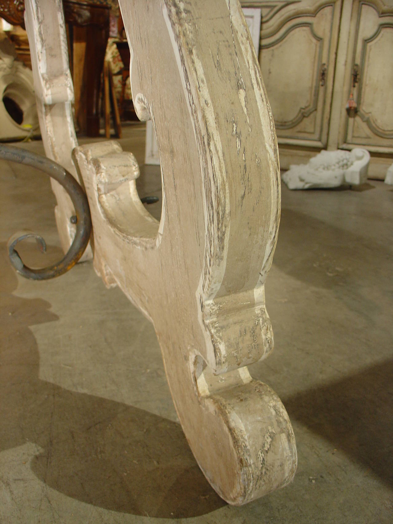 Large Italian Dining Table with Iron Stretchers and Old Planks 5